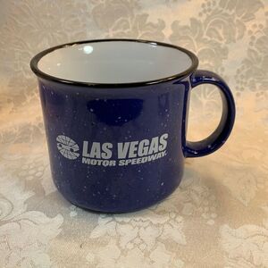 Las Vegas Motor Speedway Raceway Blue White Speckled 16 Ounce Collector Mug Used